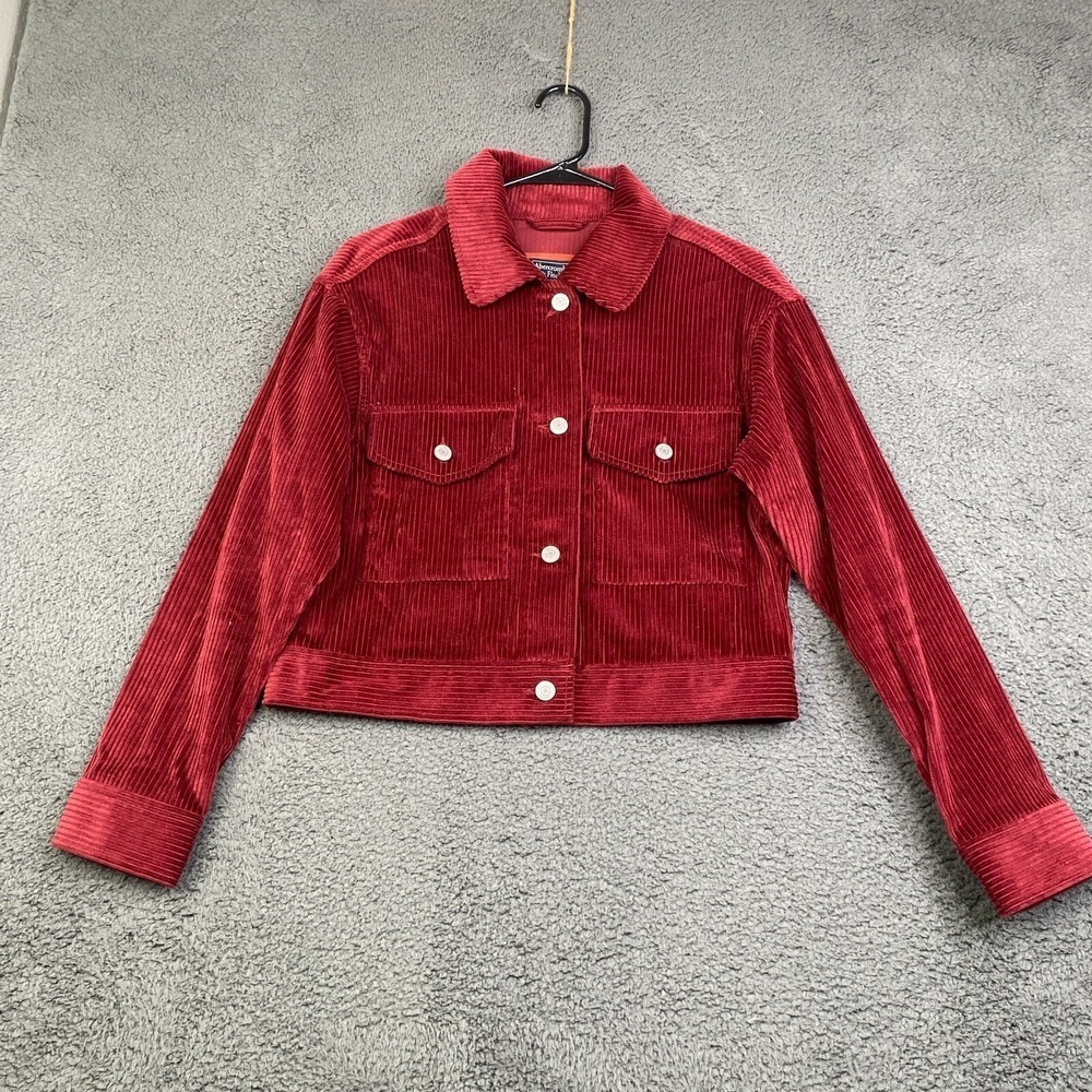 Abercrombie Fitch Red Corduroy Jacket Size S Grunge Dk Academia Crop Retro